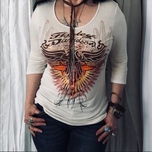 Harley Davidson Embellished T-shirt Top